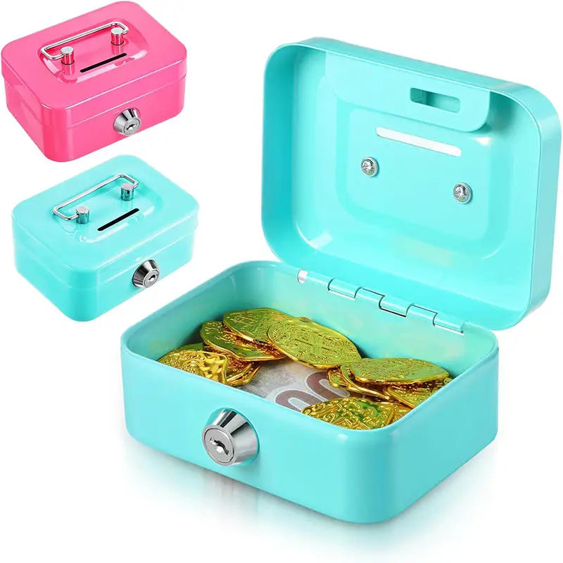Mini Metal Money Box with Key Lock – Lockable Coin Safe for Adults & Kids