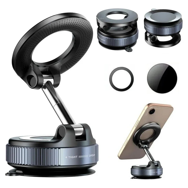 Magnetic Phone Holder – 3-Axis Rotating Mount with Strong Suction for Car, Desk & Wall