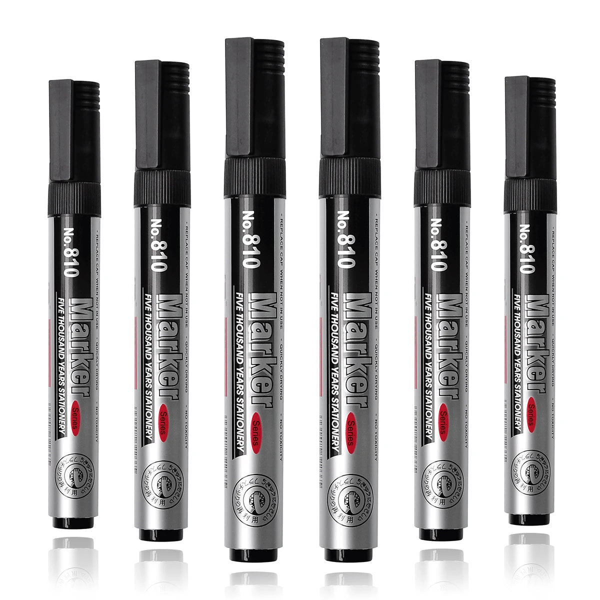 Permanent Oil-Based Marker 2.0mm (0.08 in) Black Ink Waterproof Quick-Dry Multi-Surface, 2/5/10-Pack