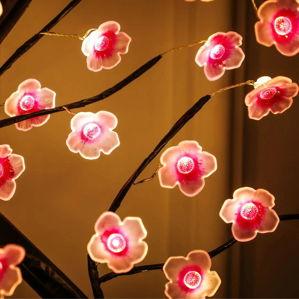 Cherry Blossom Bonsai LED Table Lamp – USB or Battery Powered Touch Night Light, 50 cm (19.7 in) Desktop Decor