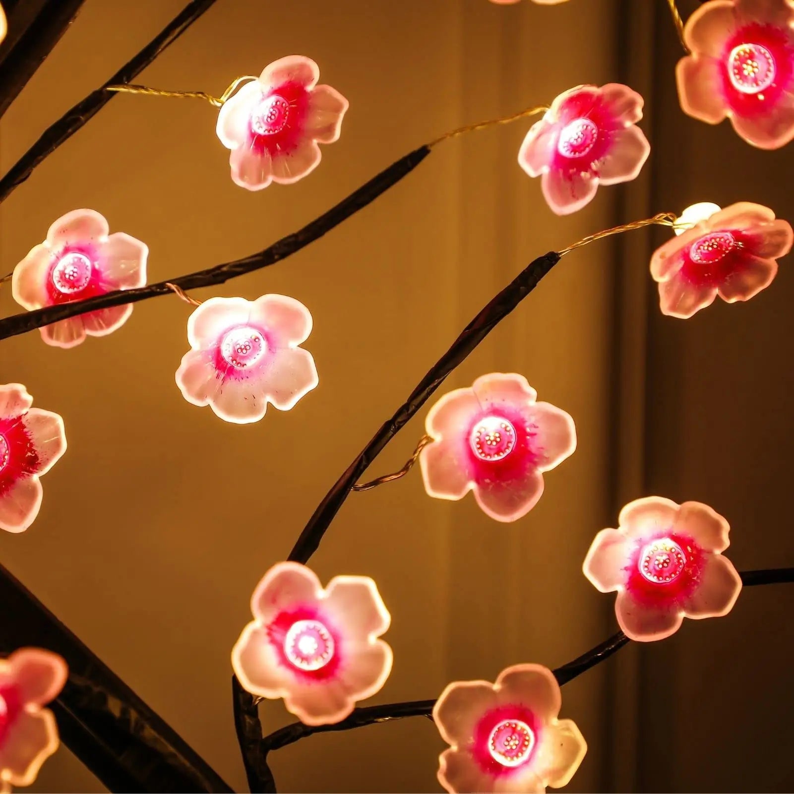 Cherry Blossom Bonsai LED Table Lamp 19.7in (50cm) USB or 3×AA Battery Powered Touch Sensor Night Light Tabletop Decorative Tree