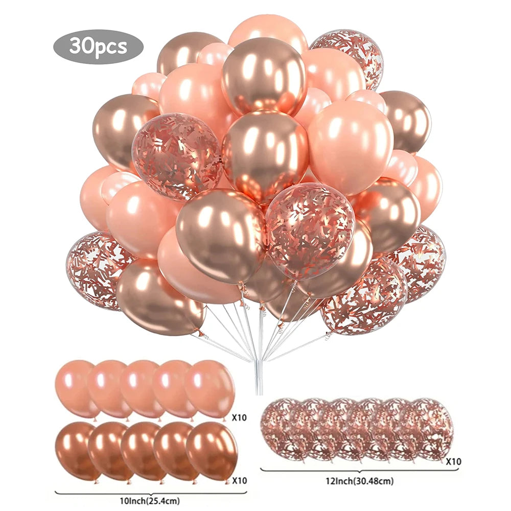 30-Pack 12-Inch (30 cm) Pearl White & Gold Confetti Balloons, Party Decorations for Birthday, Wedding & Anniversary