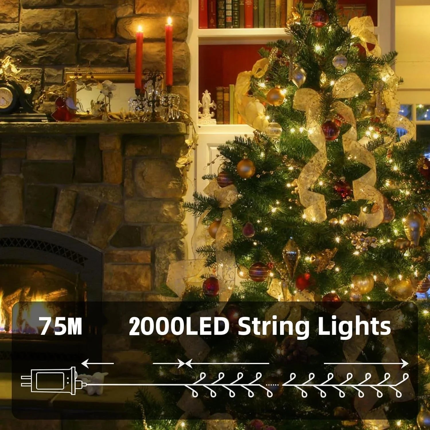 LED Firecracker String Lights – Remote Control 30/50/75M (900/1500/2000 LEDs) Copper Wire Fairy Lights with EU/US Plug, IP65 Waterproof for Wedding Halloween Christmas