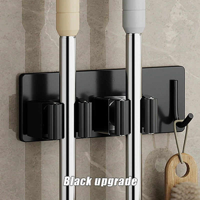 1-3 Pack Stainless Steel Nail-Free Wall Mounted Mop & Broom Holder Waterproof Bathroom Storage Rack