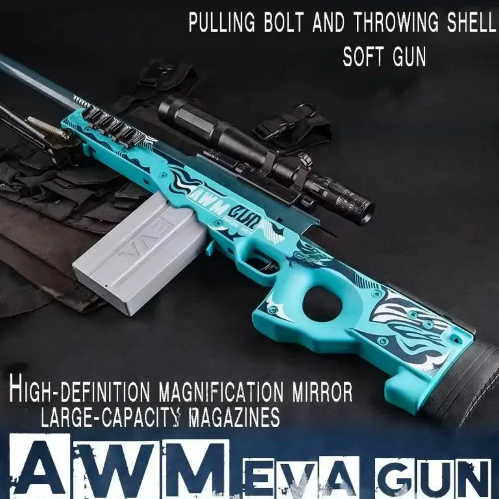 Soft Bullet Toy Sniper Rifle - Manually Loaded Toy Rifle for Outdoor CS Combat & Roleplay, Gift for Teens & Adults