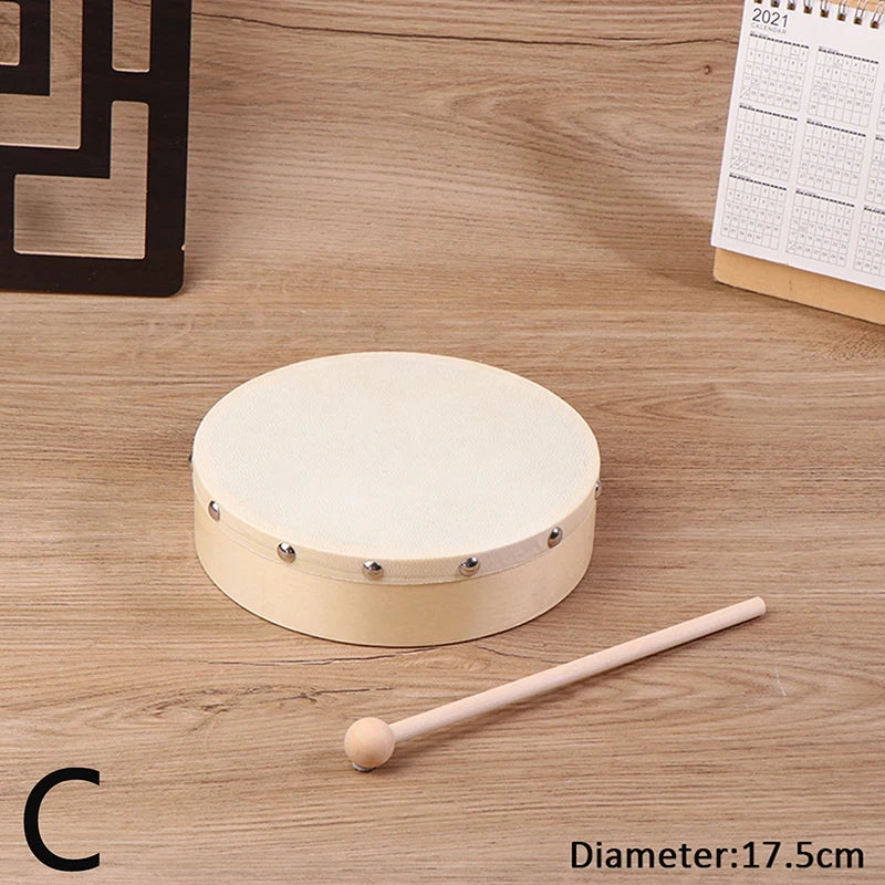 Wooden frame drum with mallet, view 8
