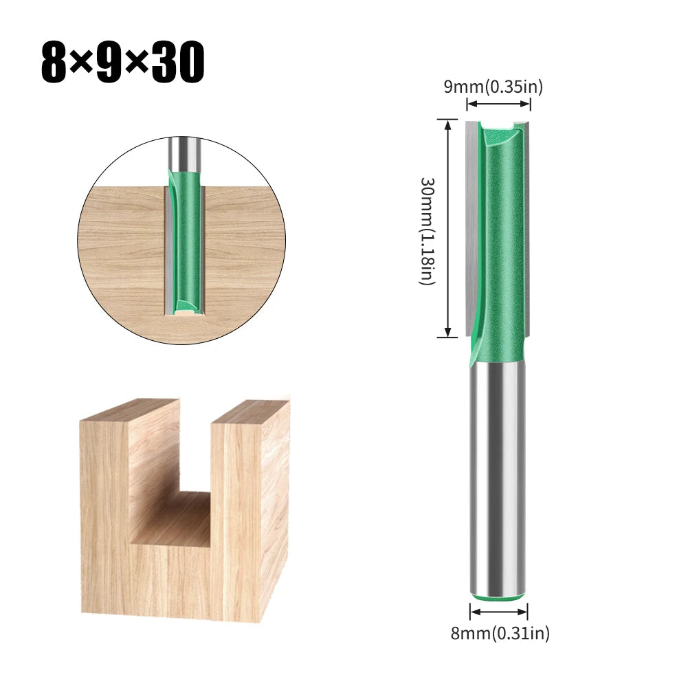Tungsten Carbide Router Bit 3-20mm (0.12-0.79 in) Diameter, 8mm (0.315 in) Shank, Single/Double Flute Straight Bit for Woodworking
