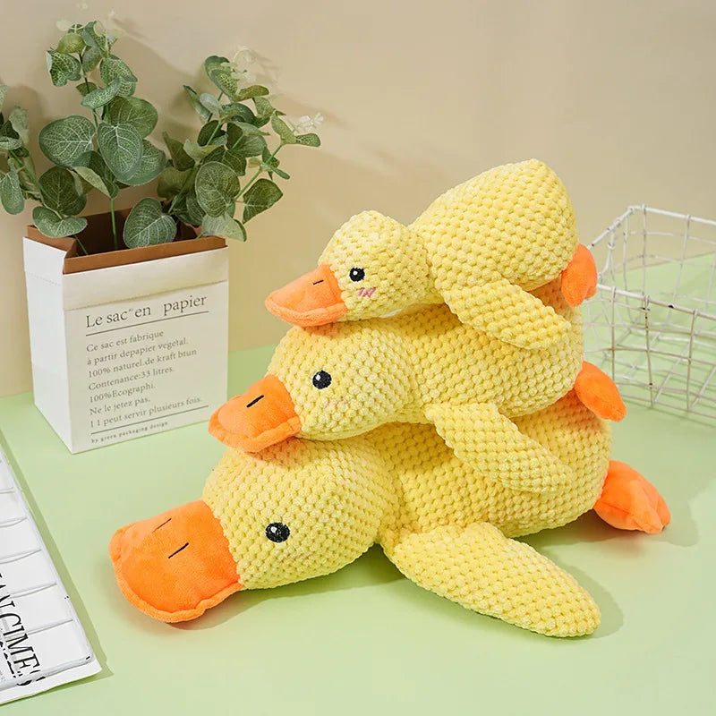 Plush Duck Dog Toy with Squeaker Bite Resistant Chew Toy for Teeth Grinding Relief