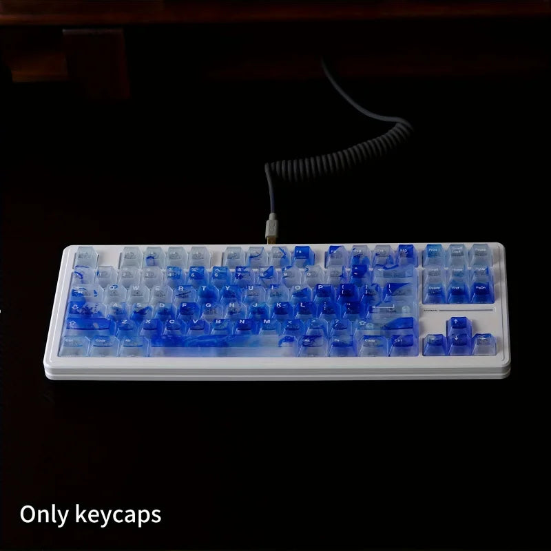 122-Piece Wave-Shaped Semi-Transparent ABS Double-Shot Keycap Set, Cherry MX Compatible, Ergonomic