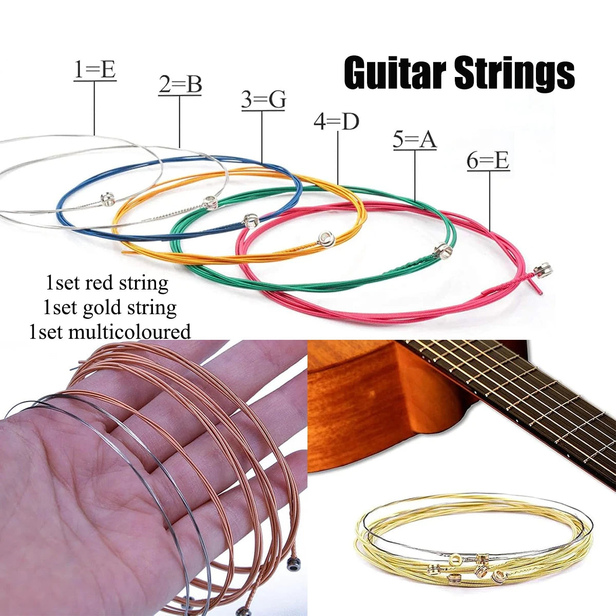 48-Piece Acoustic Guitar Accessory Kit, Capo, 3 Sets Strings, 12 Picks, Winder, Bridge Pins & Saddles — All-in-One Guitar Maintenance Kit