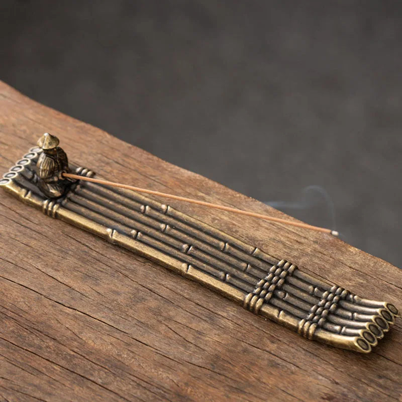Japanese-Style Boat Fisherman Metal Incense Holder - Aromatherapy Stick Burner & Home Decor