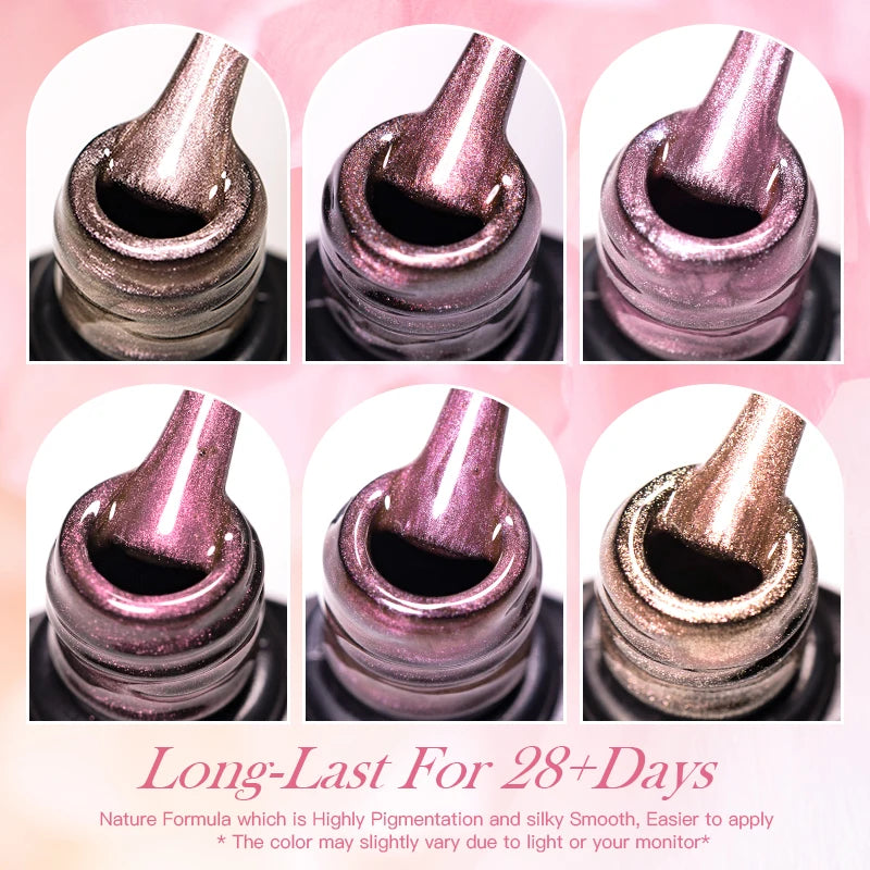 Cat Magnetic Gel Nail Polish 7ml (0.24 fl oz) - Nude Pink Gold Magnetic UV/LED Soak-Off Gel