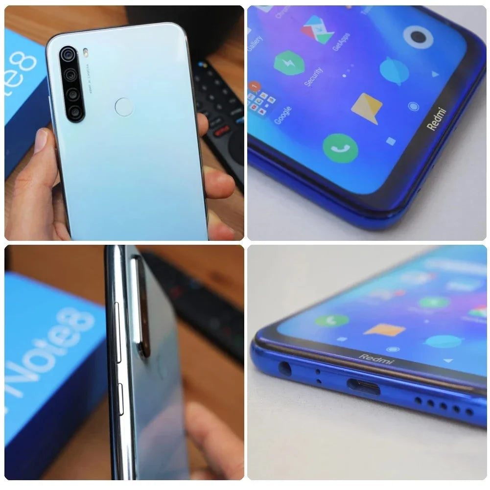 Note 8 Global ROM Smartphone, 6.3" (16.0 cm) FHD+ Waterdrop Display, 48MP Quad Camera, 4000mAh, 4G, Refurbished with Case & Tempered Glass