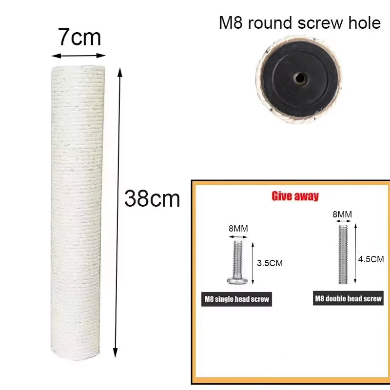 Cat Scratching Post Replacement for Cat Tree – Sisal Rope Climbing Post, Multiple Sizes (4.9–19.7 in / 12.5–50 cm)