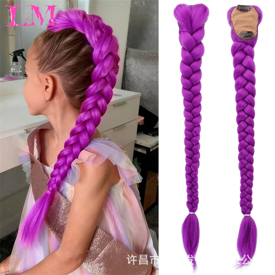 32-Inch (81 cm) Purple Synthetic Braiding Hair Extensions, 100 g – Long Straight Braids for Cosplay & Parties
