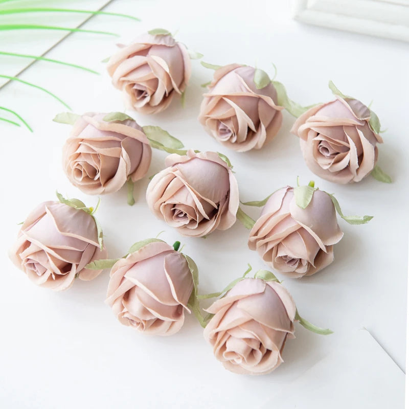Silk Rose Head Artificial Flowers - 5 or 10-Pack for Wedding & Home Decor, DIY Garland and Flower Wall