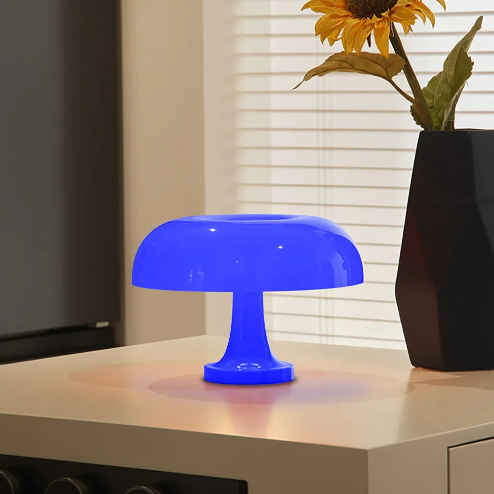 Mushroom Table Lamp Modern Bauhaus Bedside LED Lamp USB-C Rechargeable 3-Color Dimmable Orange