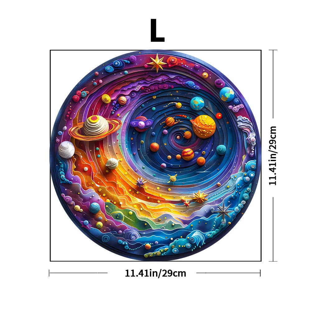 Wooden Space Planet Jigsaw Puzzle — Irregular Shape Family Game Gift for Adults & Kids