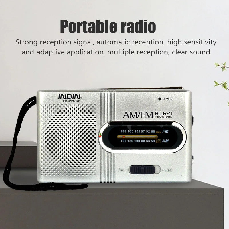Mini AM FM Portable Radio - Battery-Operated Pocket Radio with Speaker, Compact 3.78 x 2.28 x 0.91 in (96 x 58 x 23 mm)