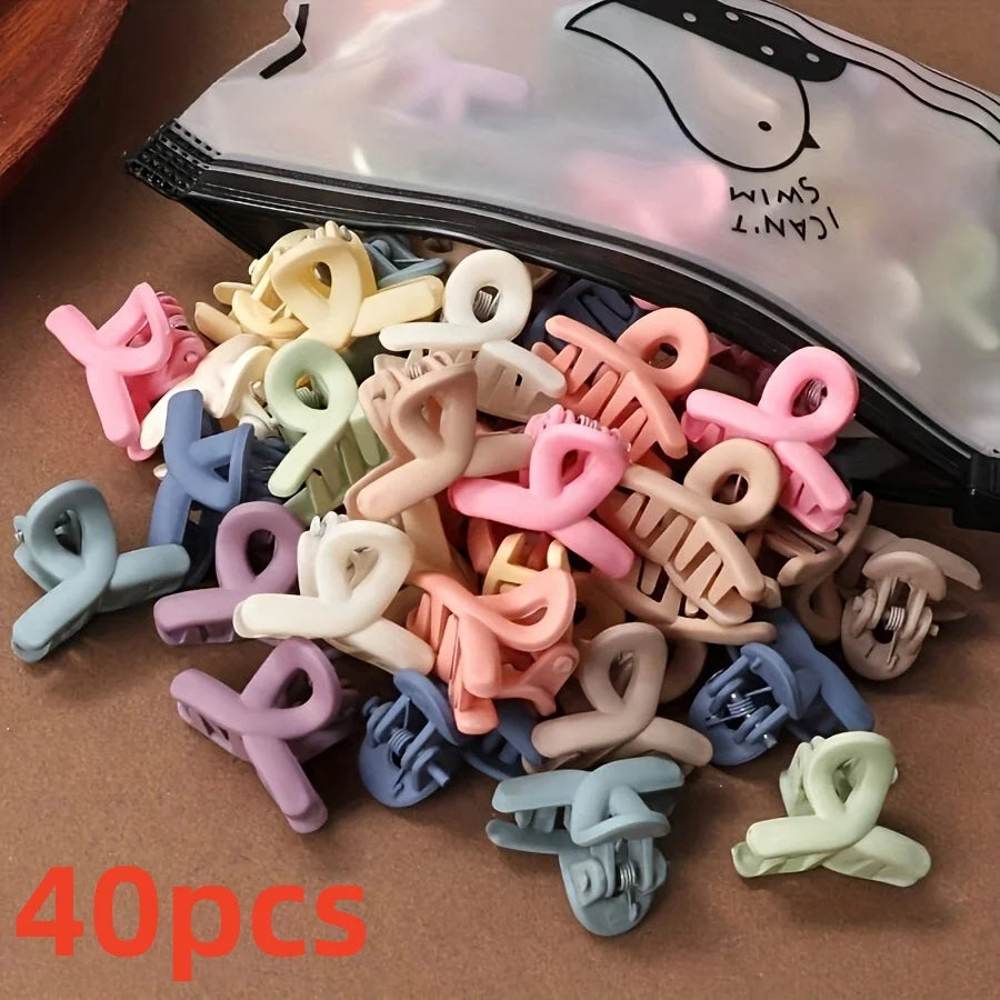 20-Pack Matte Hollow Hair Claw Clips, Solid Candy Colors Rectangular Barrettes for Women