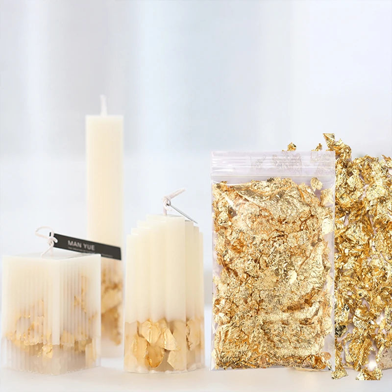 Gold Silver Bronze Irregular Aluminum Foil Flakes 3g/5g, Metallic Glitter for Epoxy Resin, Candle Making, Nail Art & DIY Crafts