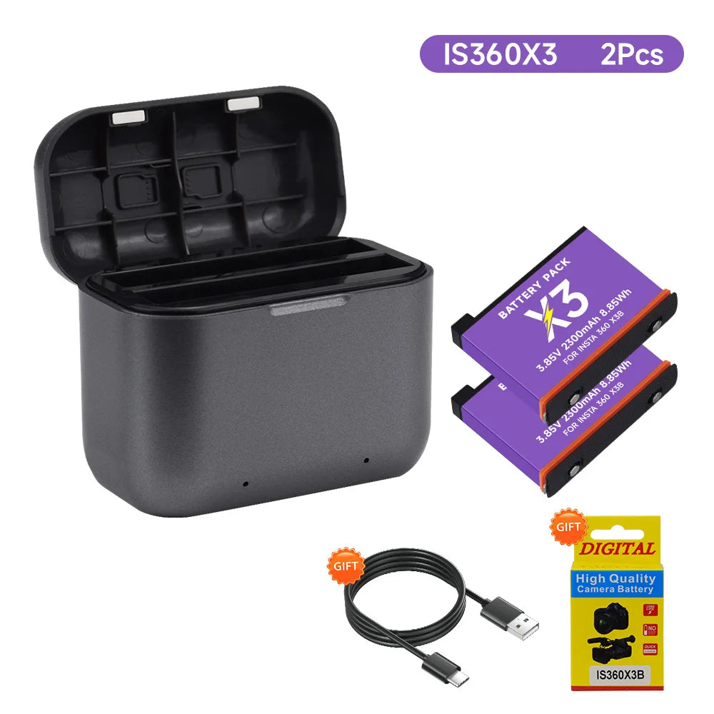 2300mAh 3.85V Rechargeable Li‑ion Camera Battery + 2‑Slot LED Fast Charger Kit for Action Cameras