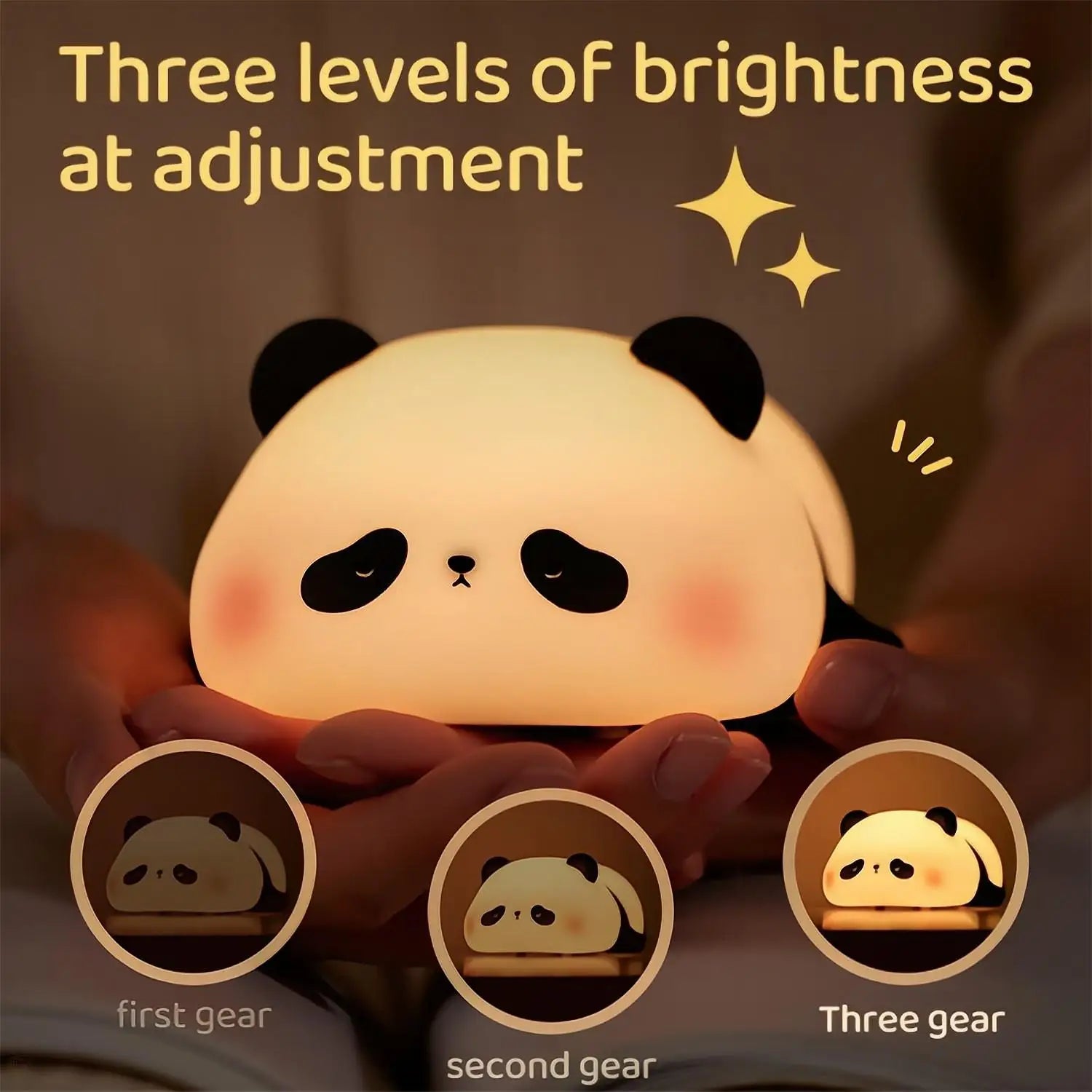 Cute Panda & Lion Silicone LED Night Light – USB Rechargeable Bedside Timer Lamp for Kids & Babies, Perfect Birthday Gift