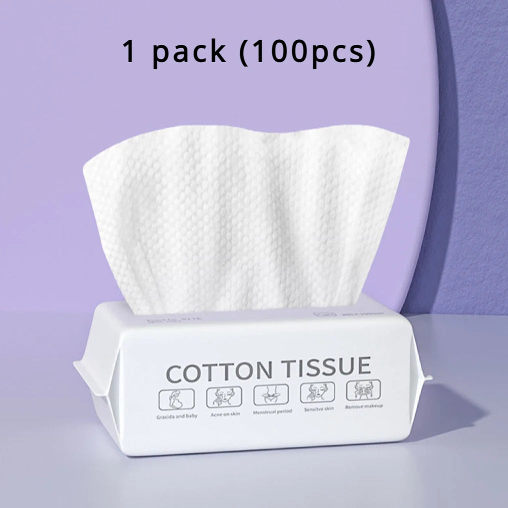 Disposable Plant-Fiber Cotton Face Towels - Soft Nonwoven Facial Wipes, 50/100-Pack, 20 x 15 cm (7.9 x 5.9 in)