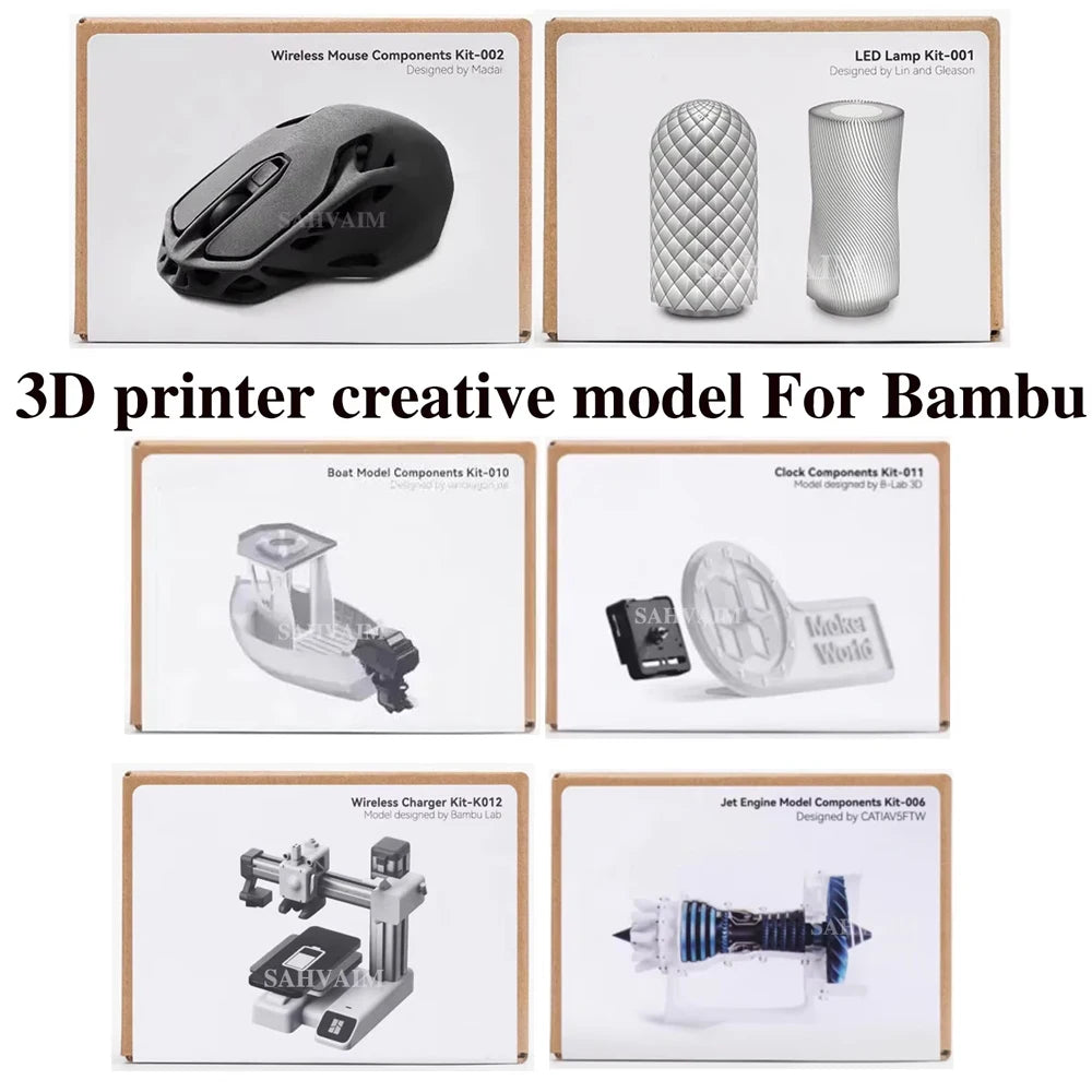 DIY 3D Printing Model Kit – Aviation Engine, Wireless Mouse & LED Light Parts for Makers