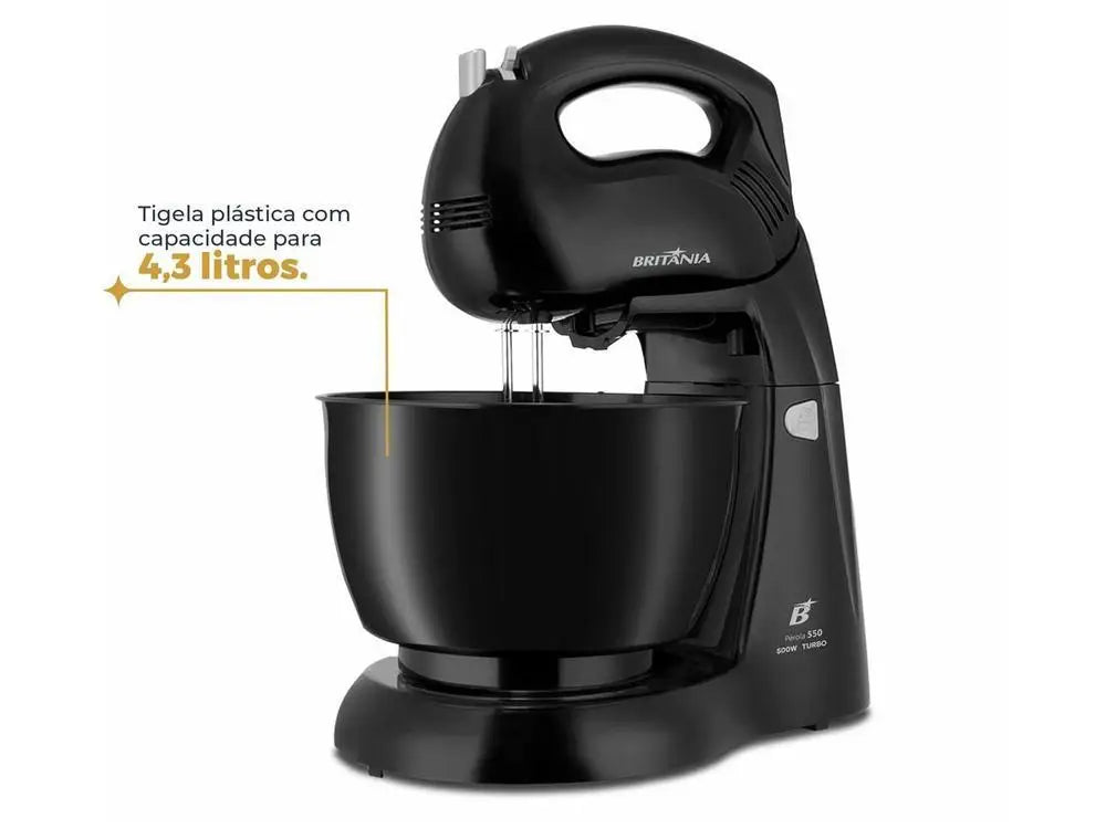 500W Mixer 4.3L (4.5 qt) 4 Speeds + Turbo – Black, 110V