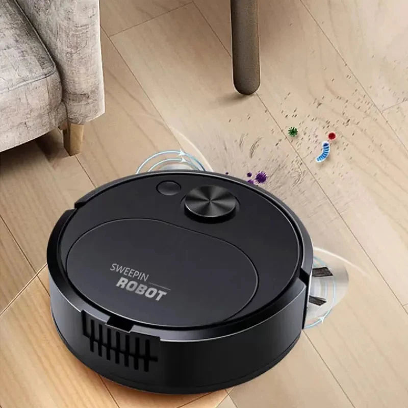 3-in-1 Mini Robot Vacuum Cleaner with Mopping & USB Charging 1500Pa Smart Wireless Floor Sweeper for Home & Office