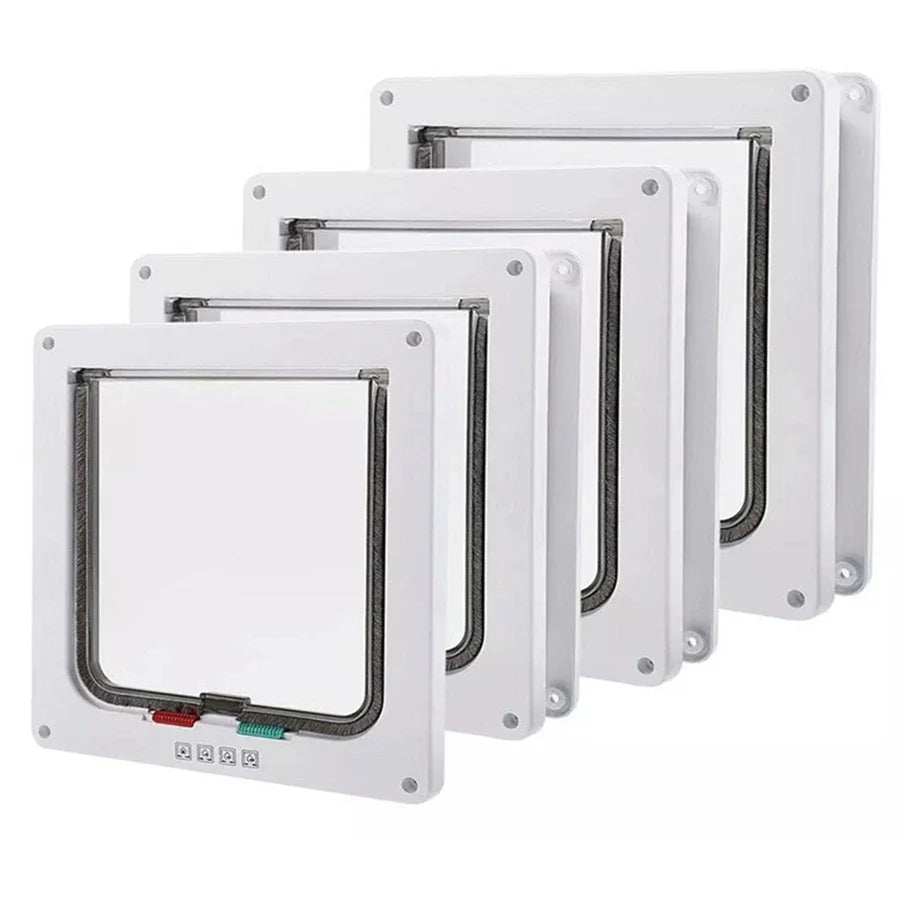 Weatherproof 4-Way Locking Cat Door Pet Flap – Up to 20 lb (9 kg) | For Interior Doors, Cabinets & Garage (4 Sizes)
