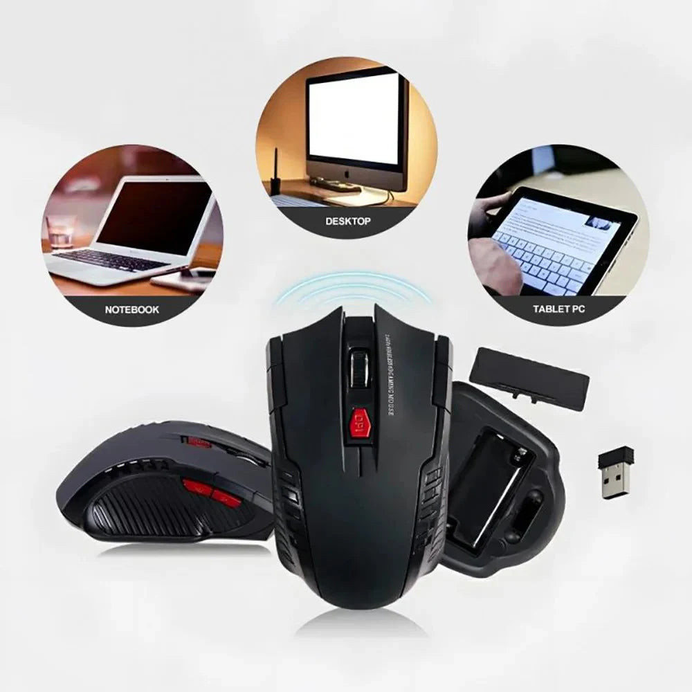 2.4G Wireless Mini Optical Mouse 1600 DPI with USB Receiver – 6-Button Right-Handed Portable Mouse for Laptop PC