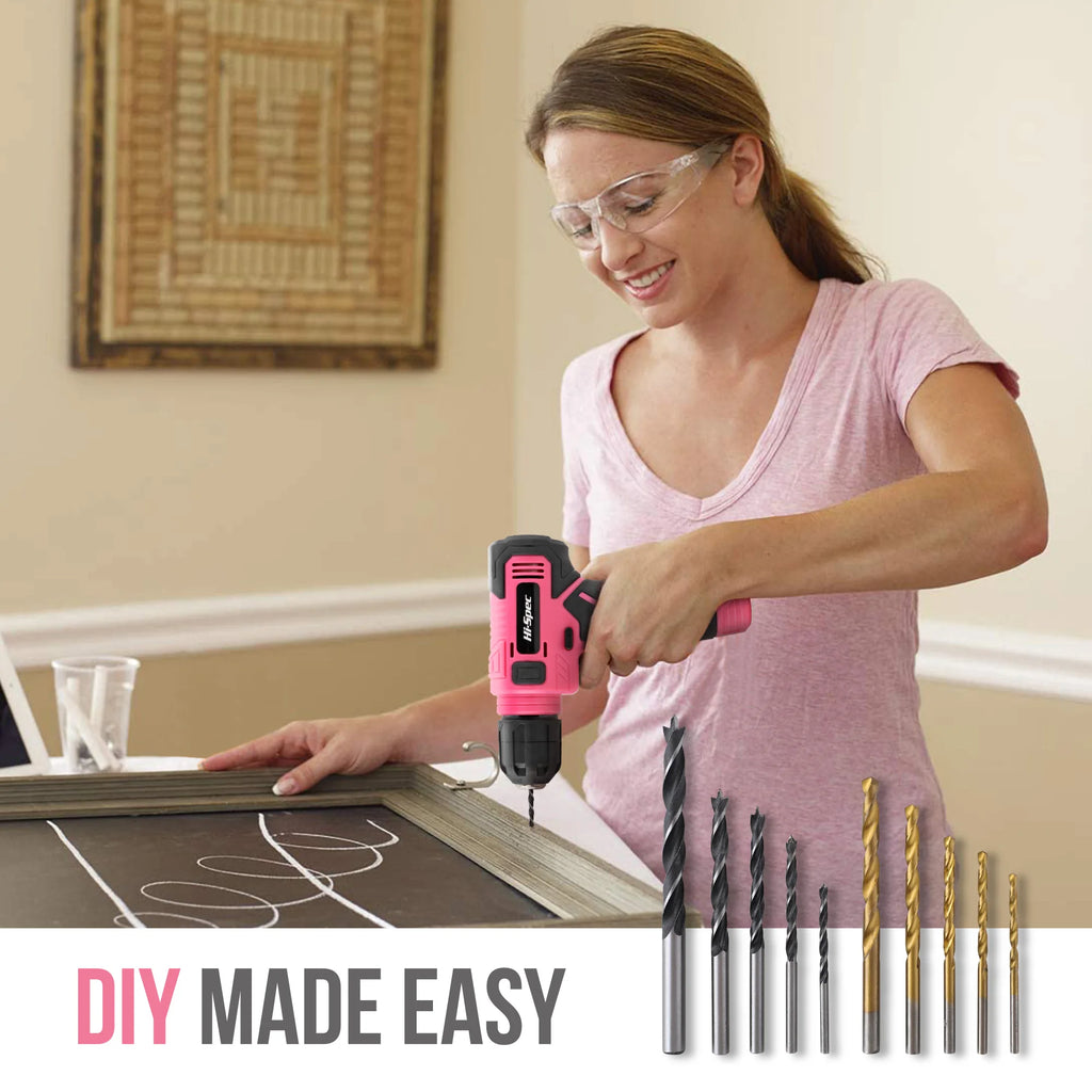 133-Piece Pink Power Tool Set with 8V Lithium Cordless Drill, Magnetic Precision Bits & 3-Tier Toolbox