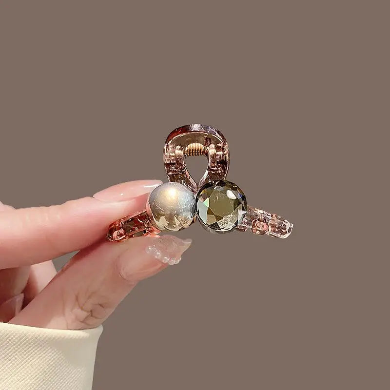 Mini Round Rhinestone Hair Claw Clip – 2/4 Pack Small Retro Zircon Hairpins for Women & Girls
