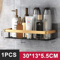 No-Drill Aluminum Alloy Bathroom Shower Shelf Wall-Mounted Shampoo Rack and Kitchen Organizer