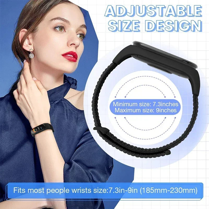 Nylon Loop Replacement Strap for Smart Fitness Tracker – Soft Adjustable Breathable Woven Wristband