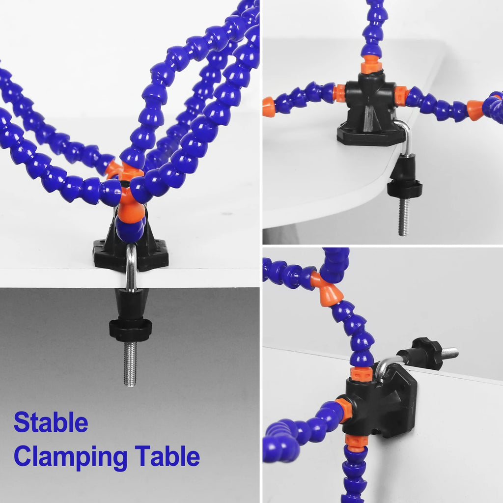 Soldering Helping Hand 3X Magnifier PCB Holder – Soldering Station with 5 Flexible Arms, Alligator Clips & Desk Clamp