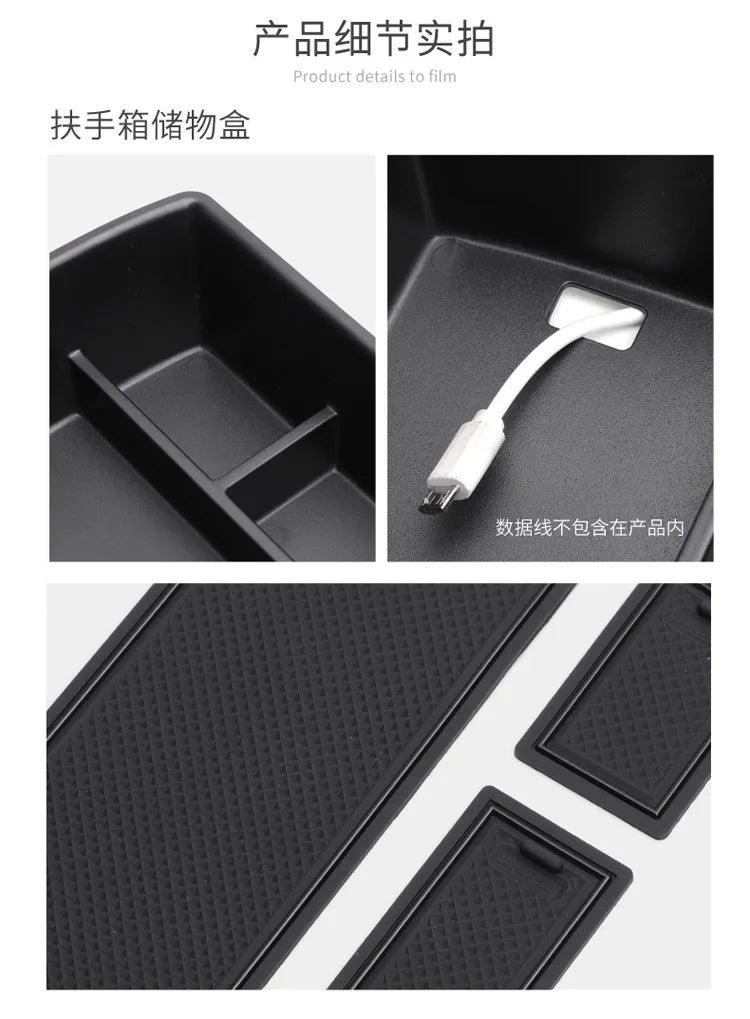 Armrest Storage Box - Car Center Console Organizer Tray TPE Auto Interior Storage