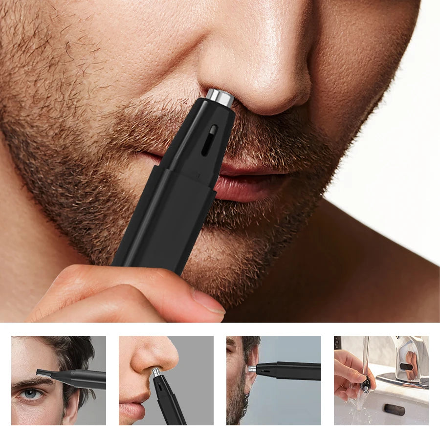 Rechargeable Nose & Ear Hair Trimmer for Men, Eyebrow & Neck Grooming Kit — USB Rechargeable, 60-Min Run Time