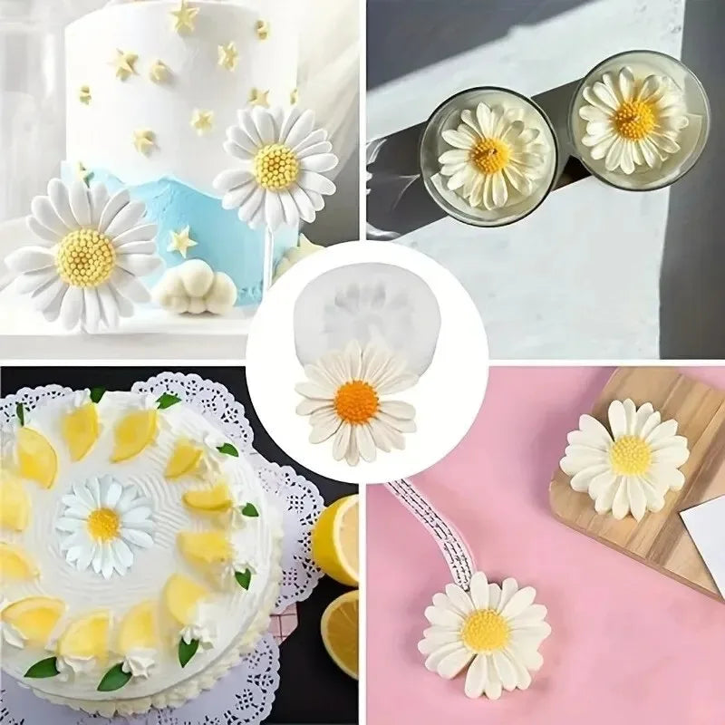3D Daisy Silicone Mold for Candles & Plaster - Single 2.7 in (6.9 cm) Flower Mold for Resin and Clay Crafts