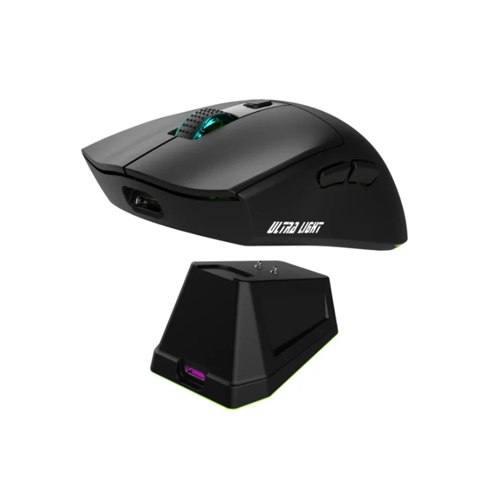 Wireless Bluetooth Dual-Mode Gaming Mouse with Touchscreen and Magnetic Charging Dock, Ultra-Light Macro Controls