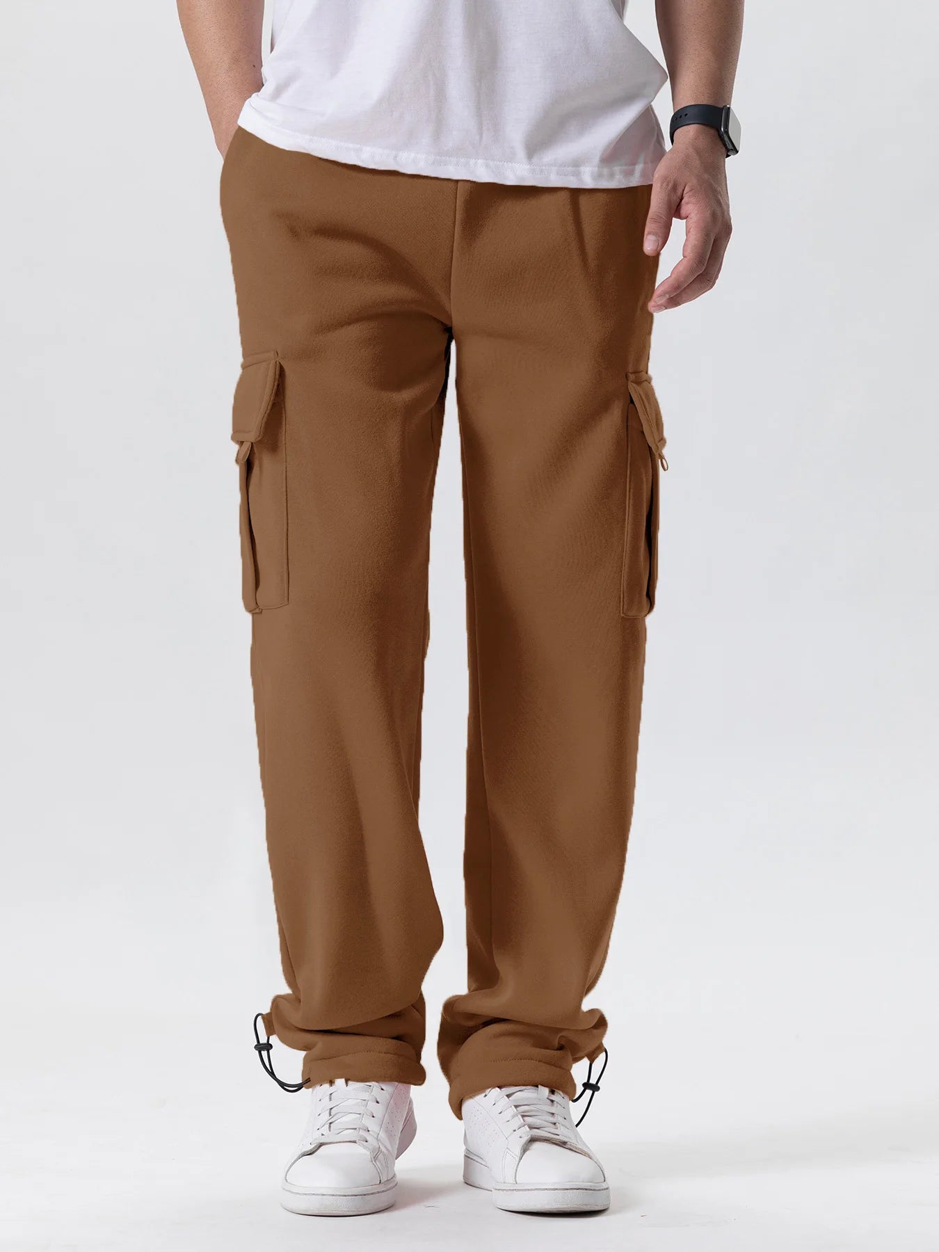 Men's Multi-Pocket Jogger Sweatpants – Drawstring Straight Fit Ankle-Length Running & Gym Pants, Loose Casual