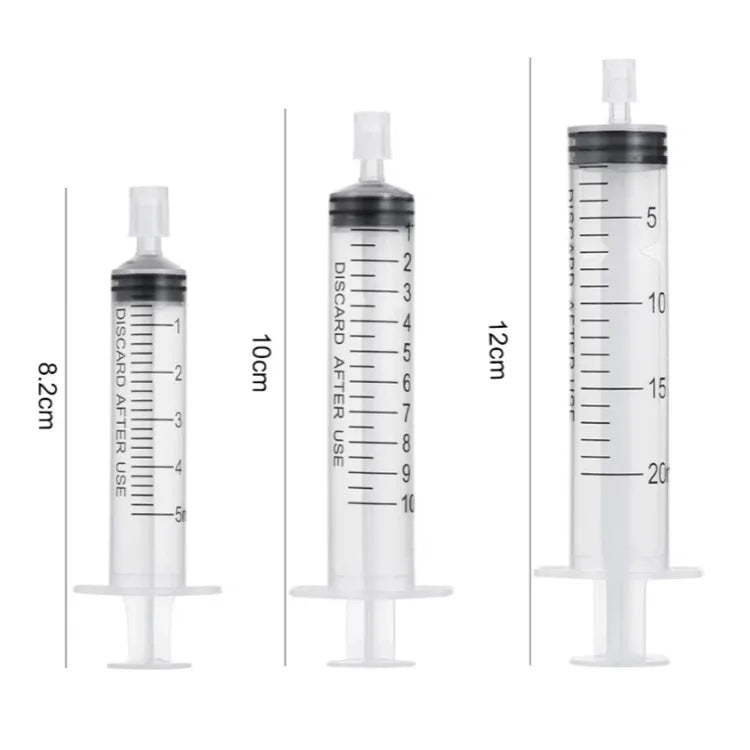 10-Pack Disposable Plastic Syringes No Needle 5ml/10ml/20ml Liquid Measuring for Lab & Small Pet Feeding