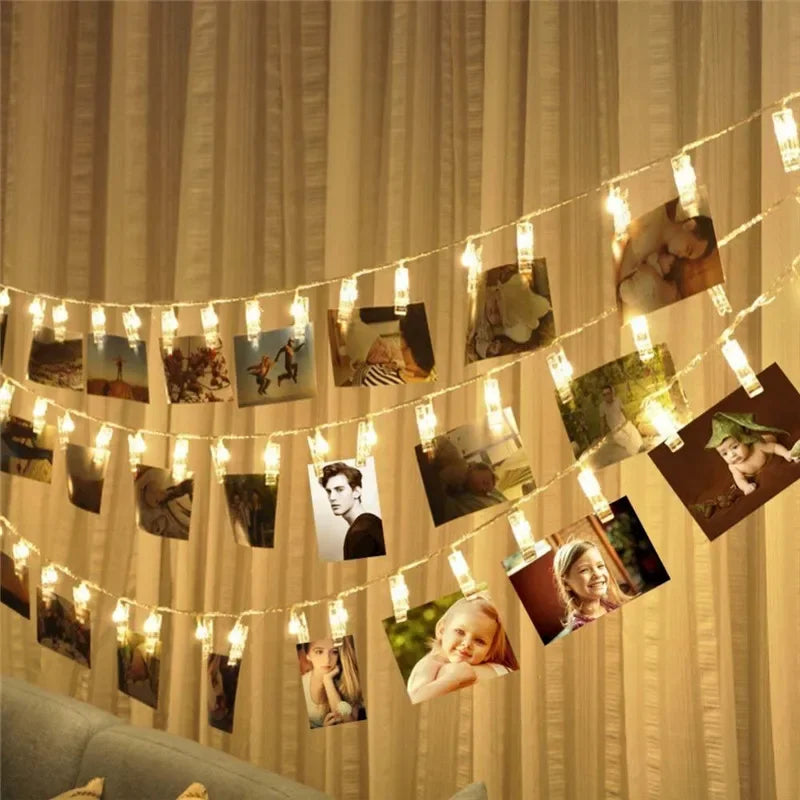 3M (9.8ft) 20 LED Photo Clip Fairy String Lights - Battery Operated Card Holder Garland for Christmas Wedding Party