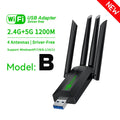 Dual-Band 1200Mbps USB 3.0 WiFi Adapter with 4 Antennas — 2.4/5GHz Wireless Dongle for PC & Laptop (Windows Compatible)