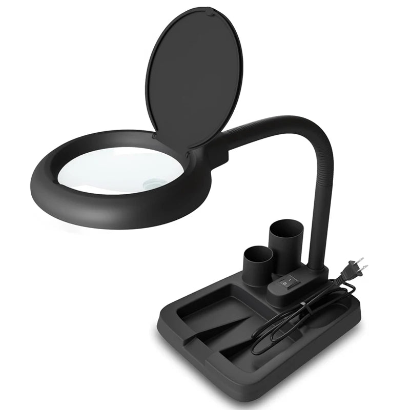 5X/10X Illuminated Magnifying Lamp 100mm (3.94 in) Lens, 40 LED Desk Magnifier for Reading, Jewelry & Electronics