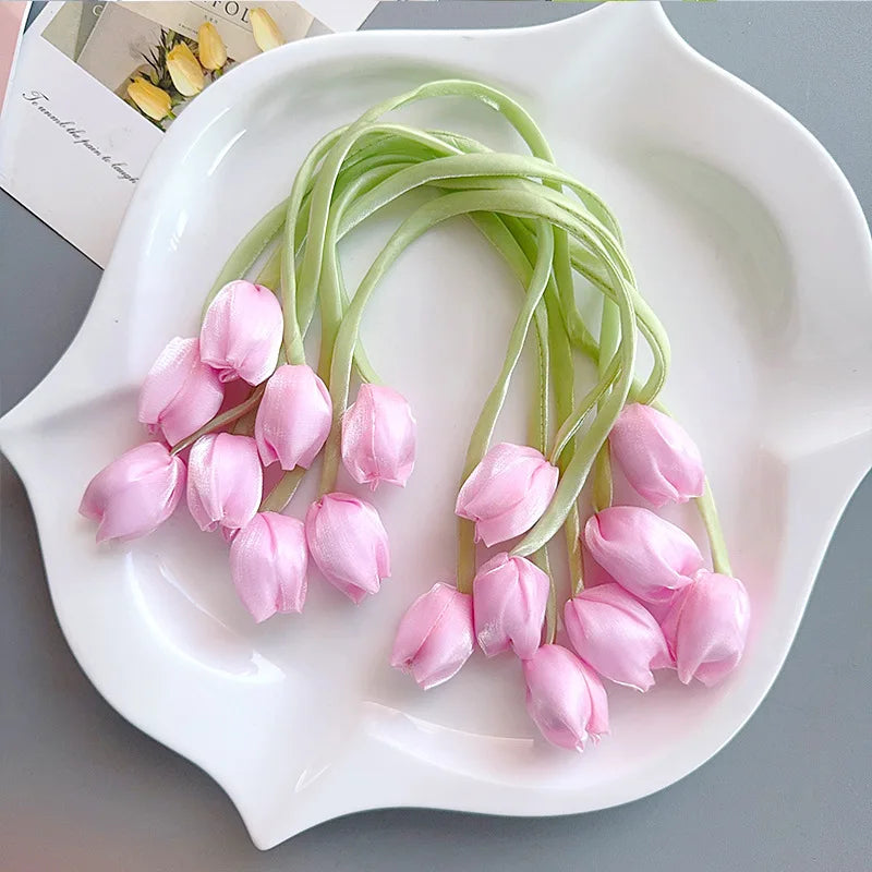 20-Pack Artificial Tulip Flower Hair Clips – DIY Hair Accessories & Headband Embellishments
