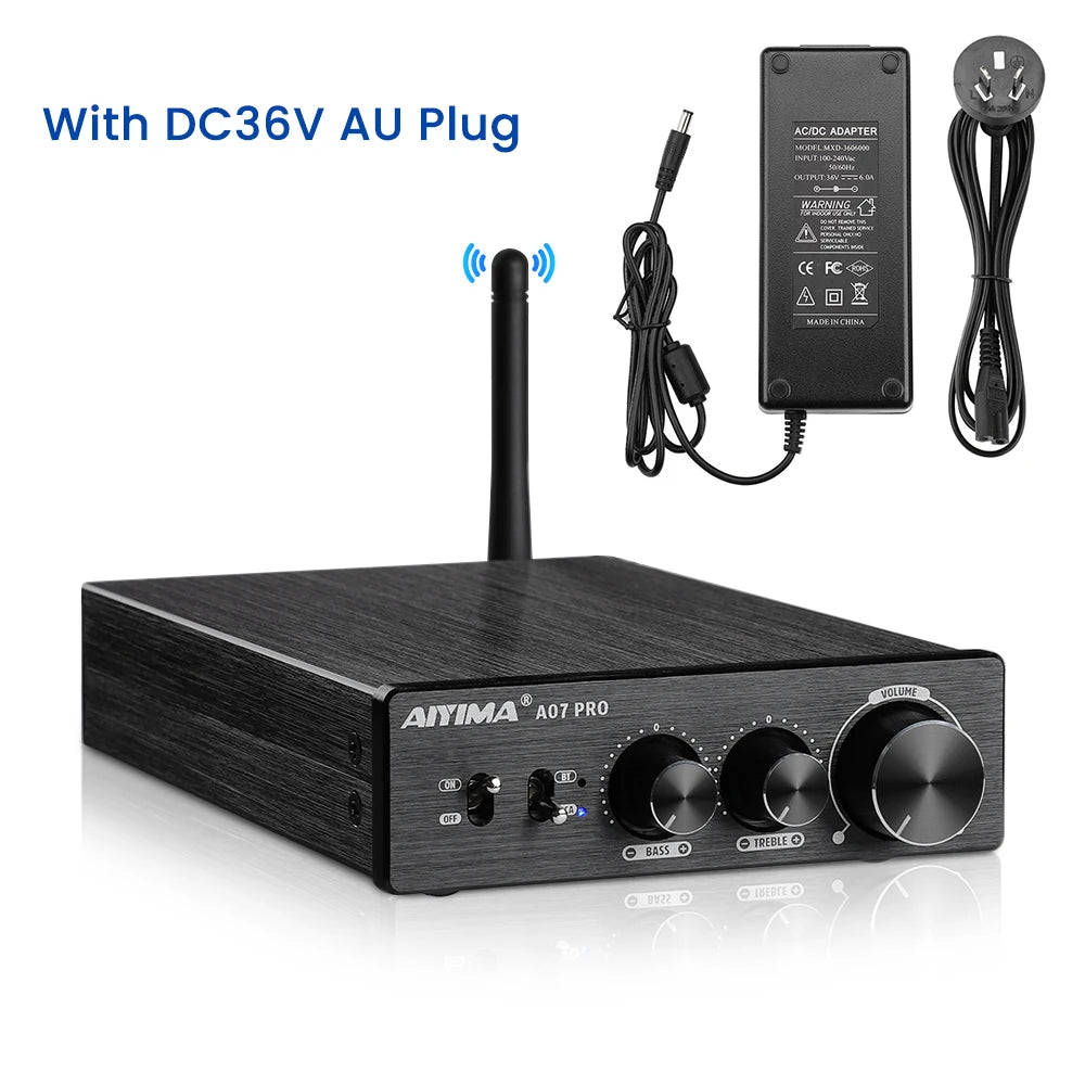 300W x2 Class D Hi‑Fi Stereo Power Amplifier with Bluetooth 5.2 AptX and RCA Inputs for Home Speakers