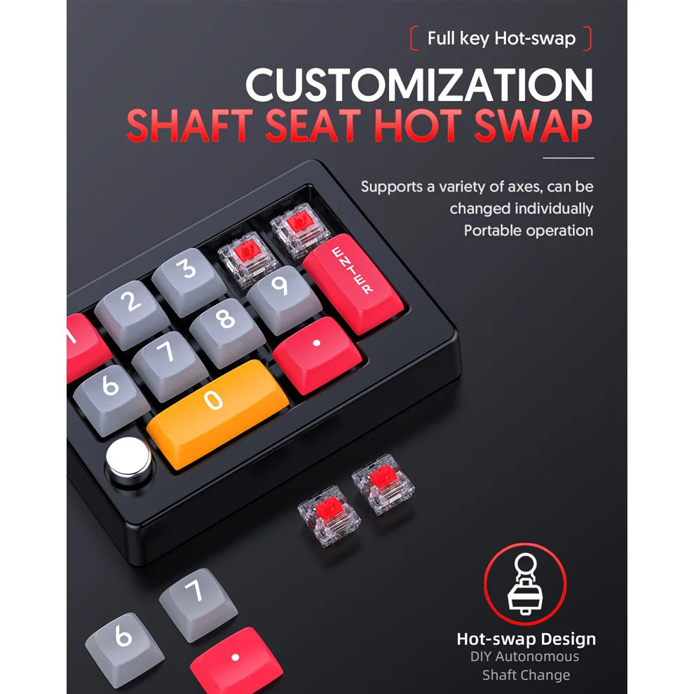 12-Key USB Wired Mechanical Macro Keypad with Programmable Knobs RGB Backlit One-Handed Gaming Keypad
